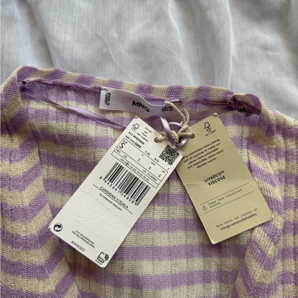 Mango Sheer Ribbed Tie-Front Cardigan Sweater - Picture 4 of 6